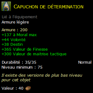 Capuchon de détermination