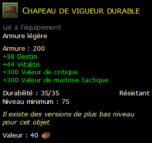 Chapeau de vigueur durable