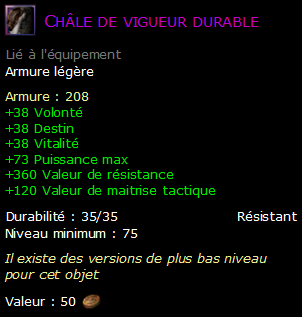 Châle de vigueur durable