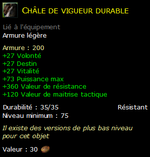 Châle de vigueur durable