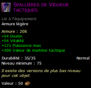 Spallières de Vigueur tactiques