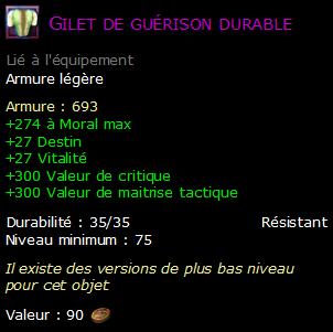 Gilet de guérison durable