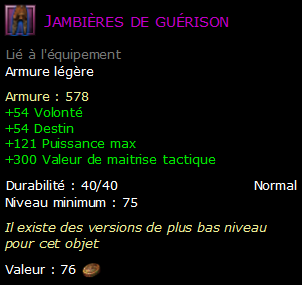 Jambières de guérison