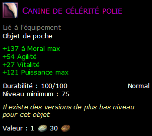 Canine de célérité polie