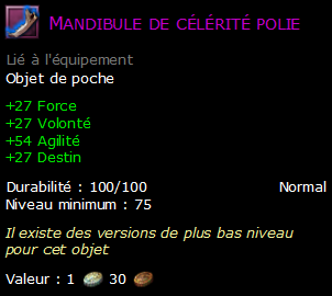 Mandibule de célérité polie