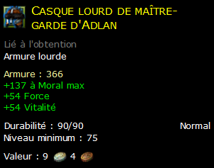 Casque lourd de maître-garde d'Adlan