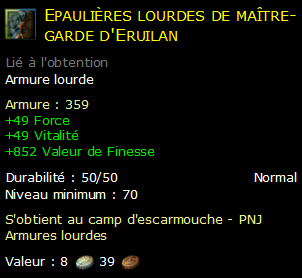 Epaulières lourdes de maître-garde d'Eruilan