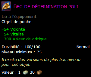 Bec de détermination poli