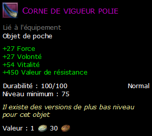 Corne de vigueur polie