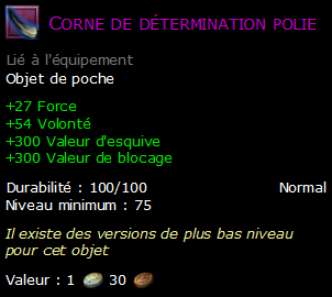 Corne de détermination polie