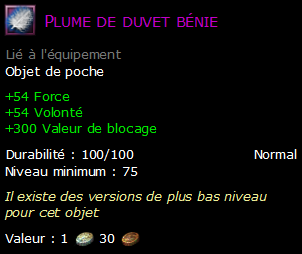 Plume de duvet bénie