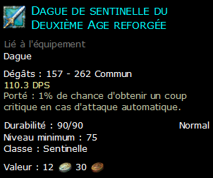 Dague de sentinelle du Deuxième Age reforgée