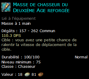 Masse de chasseur du Deuxième Age reforgée