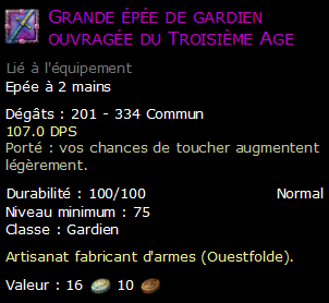 Grande épée de gardien ouvragée du Troisième Age