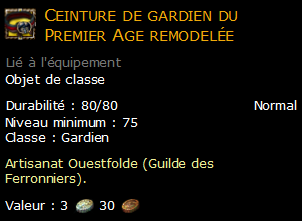 Ceinture de gardien du Premier Age remodelée