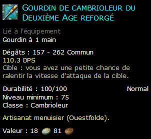 Gourdin de cambrioleur du Deuxième Age reforgé