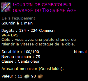 Gourdin de cambrioleur ouvragé du Troisième Age