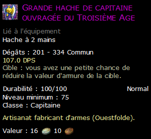 Grande hache de capitaine ouvragée du Troisième Age