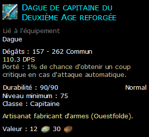 Dague de capitaine du Deuxième Age reforgée