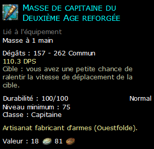 Masse de capitaine du Deuxième Age reforgée