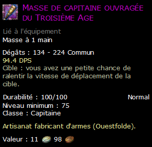 Masse de capitaine ouvragée du Troisième Age