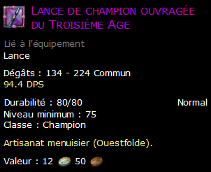 Lance de champion ouvragée du Troisième Age