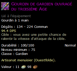 Gourdin de gardien ouvragé du troisième Age