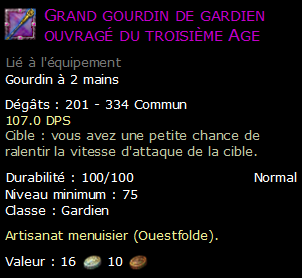 Grand gourdin de gardien ouvragé du troisième Age