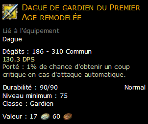 Dague de gardien du Premier Age remodelée