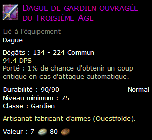 Dague de gardien ouvragée du Troisième Age