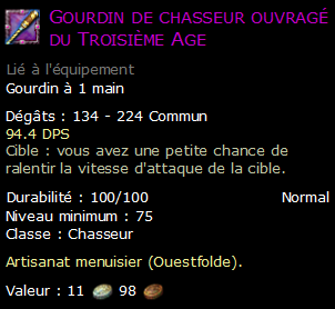 Gourdin de chasseur ouvragé du Troisième Age