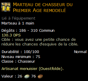 Marteau de chasseur du Premier Age remodelé