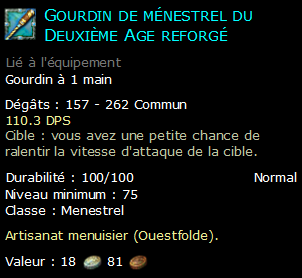 Gourdin de ménestrel du Deuxième Age reforgé