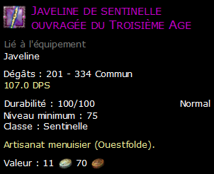 Javeline de sentinelle ouvragée du Troisième Age