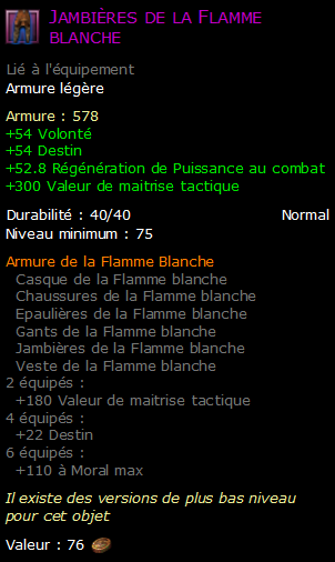 Jambières de la Flamme blanche