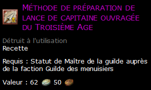 Méthode de préparation de lance de capitaine ouvragée du Troisième Age