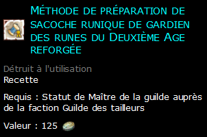 Méthode de préparation de sacoche runique de gardien des runes du Deuxième Age reforgée