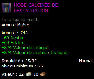 Robe calcinée de restauration