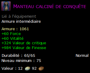 Manteau calciné de conquête