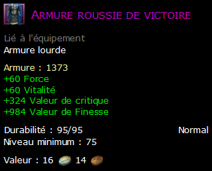 Armure roussie de victoire