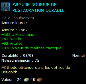 Armure roussie de restauration durable