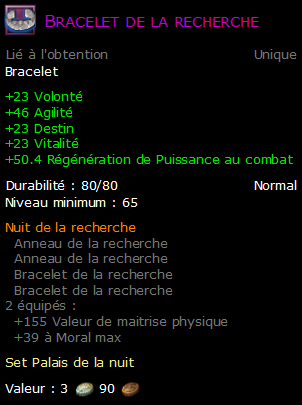 Bracelet de la recherche