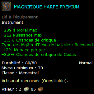 Magnifique harpe premium