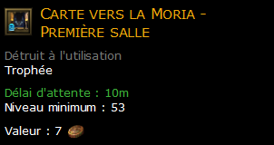 Carte vers la Moria - Première salle