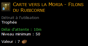 Carte vers la Moria - Filons du Rubicorne