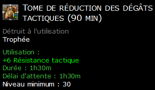 Tome de réduction des dégâts tactiques (90 min)