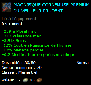 Magnifique cornemuse premium du veilleur prudent