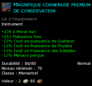 Magnifique cornemuse premium de conservation