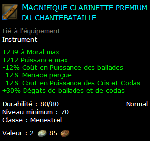 Magnifique clarinette premium du chantebataille