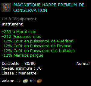 Magnifique harpe premium de conservation